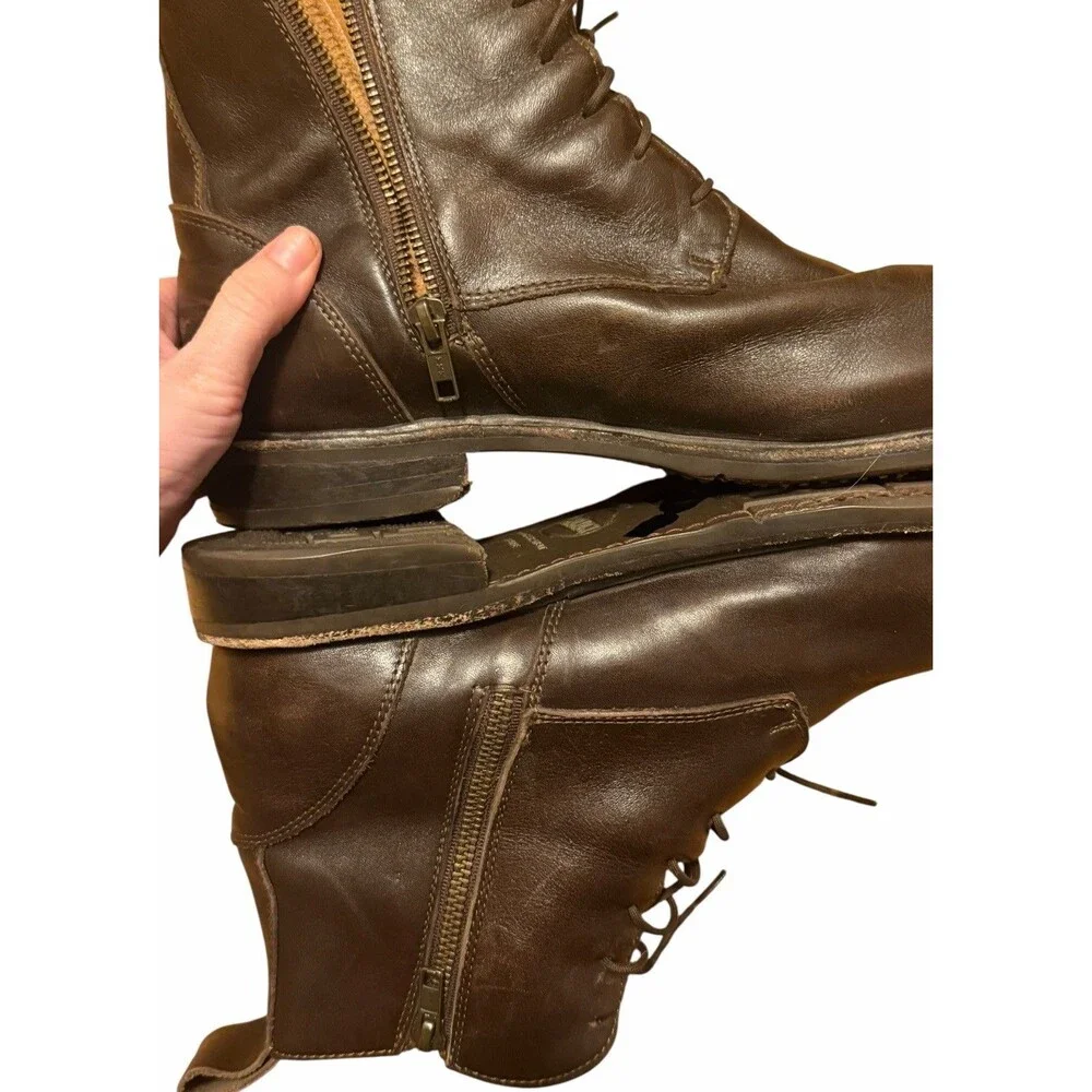 Proxon Steel Toe Work Boots Mens 12.5 Chelsea  Brown Leather Lace Up Zipper